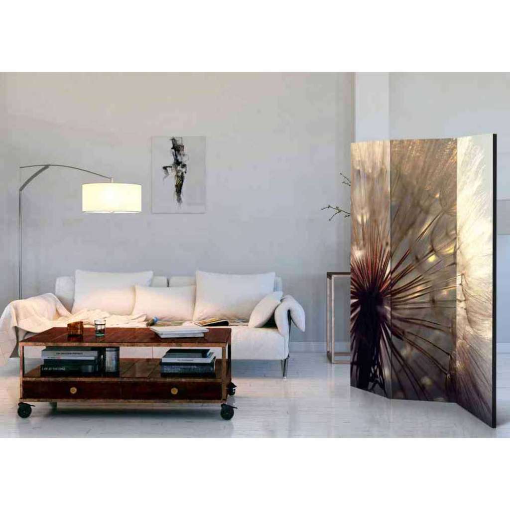Motiv Paravent im Pusteblumen Design Grau und Braun