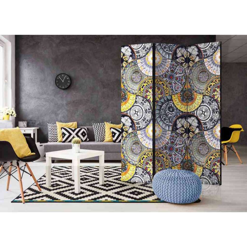 Paravent Sichtschutz mit bunten Mandala Motiven modern