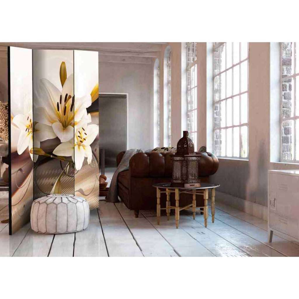 Raumtrenner aus Leinwand mit Lilien Motiv
