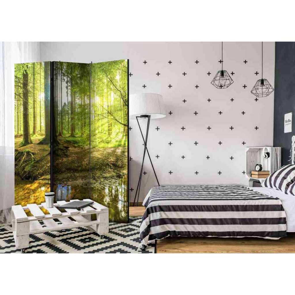 Paravent Raumteiler mit Wald Motiv 3-teilig