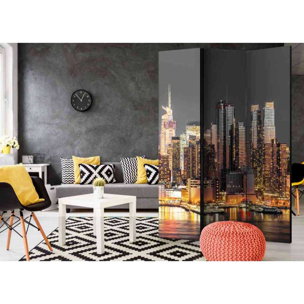Spanische Wand mit Großstadt Motiv drei Elementen