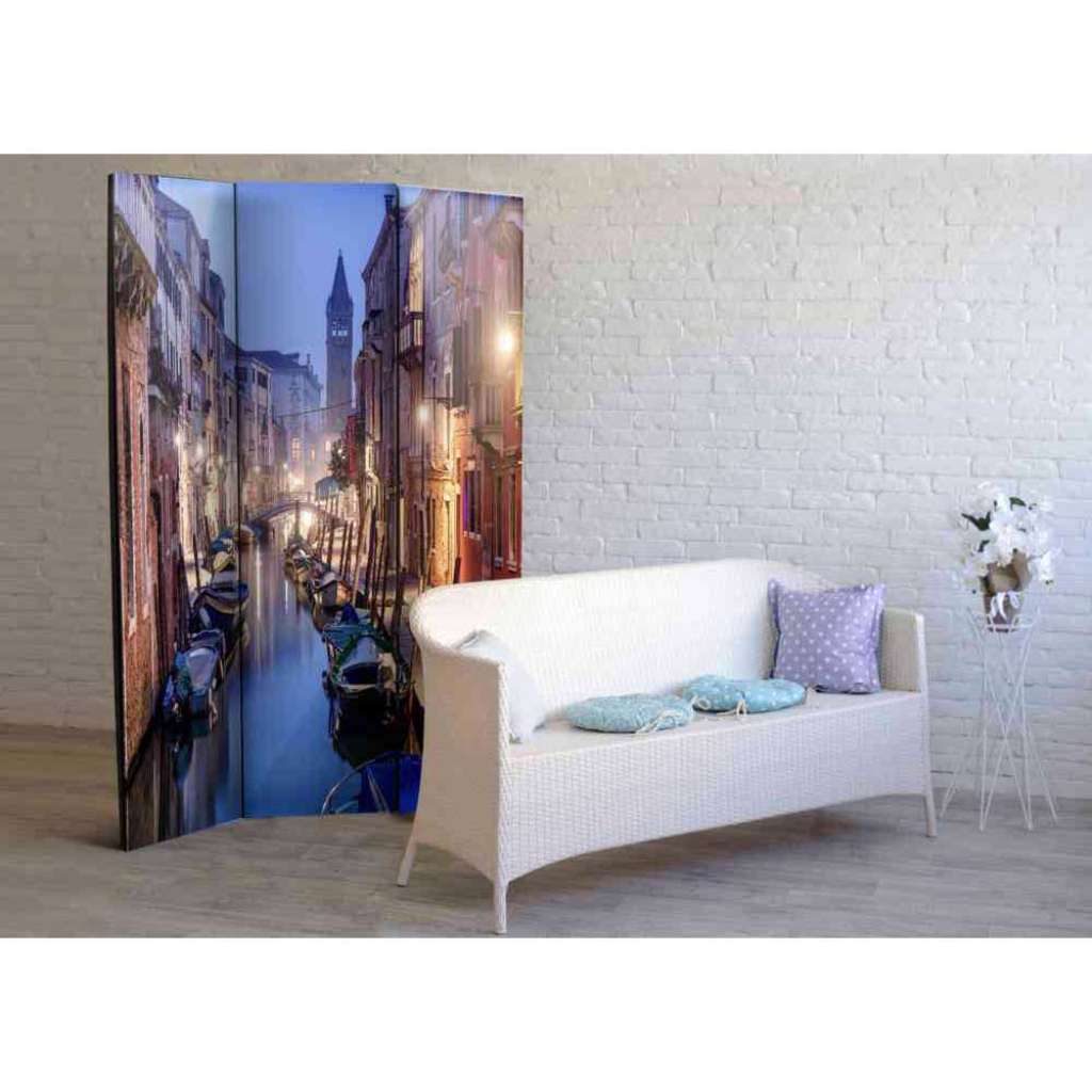 Leinwand Paravent mit Venedig bei Nacht Motiv 3 teilig
