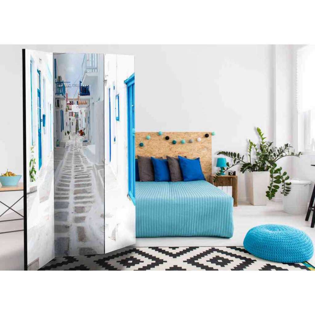 Design Paravent mit griechischem Gassen Motiv modern