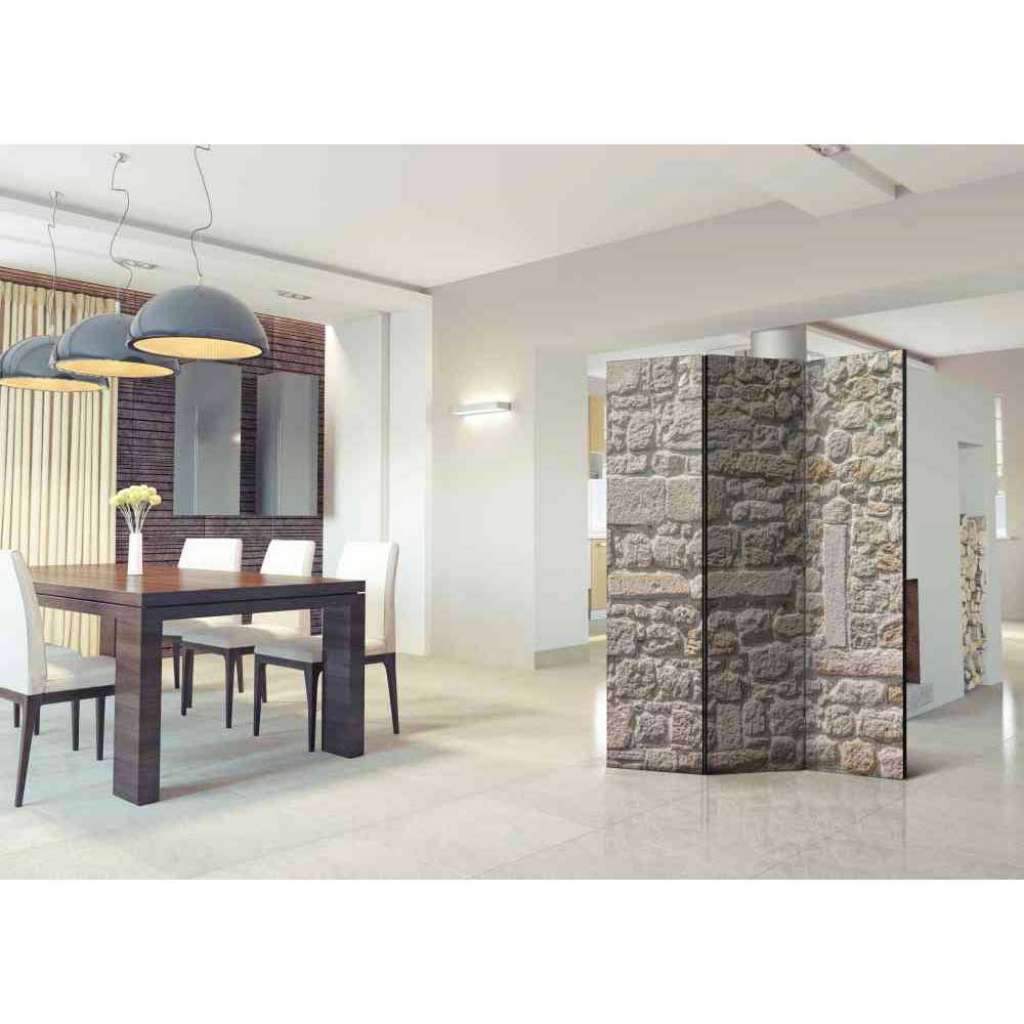 Spanische Wand mit Naturstein Mauer Motiv 3 teilig