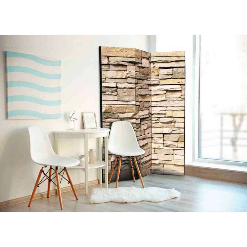 Paravent mit Steinwand Motiv 135 cm breit