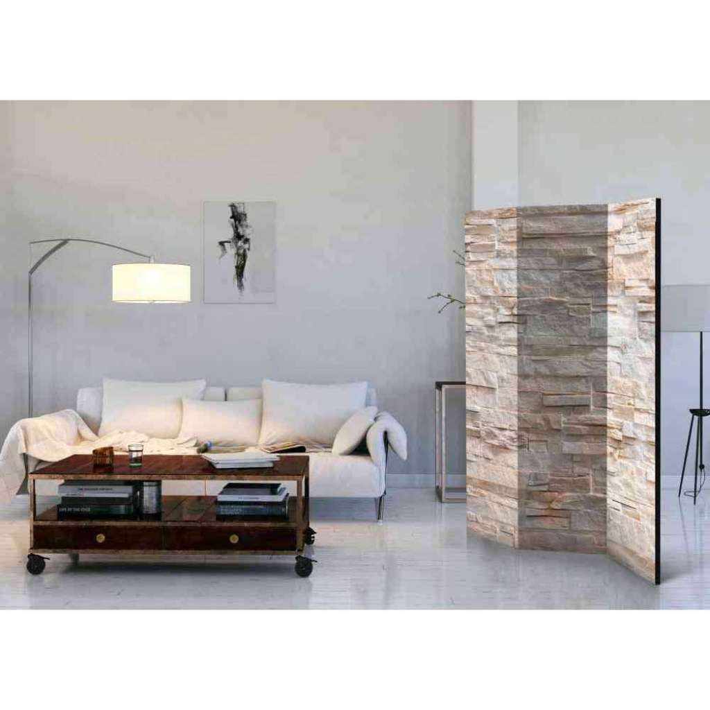 Spanische Wand mit Steinwand Muster Beige