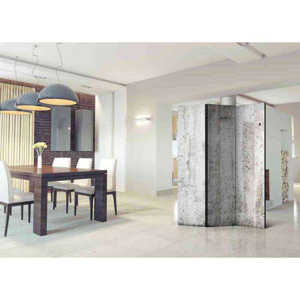 Paravent in Grau Beton Optik 3 teilig