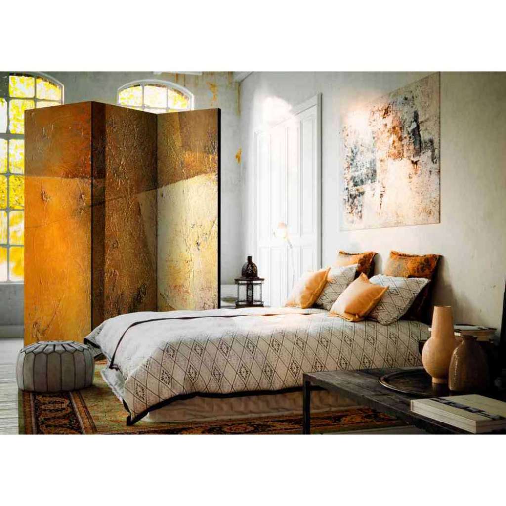 Spanische Wand in Braun und Orange strukturhafter Optik