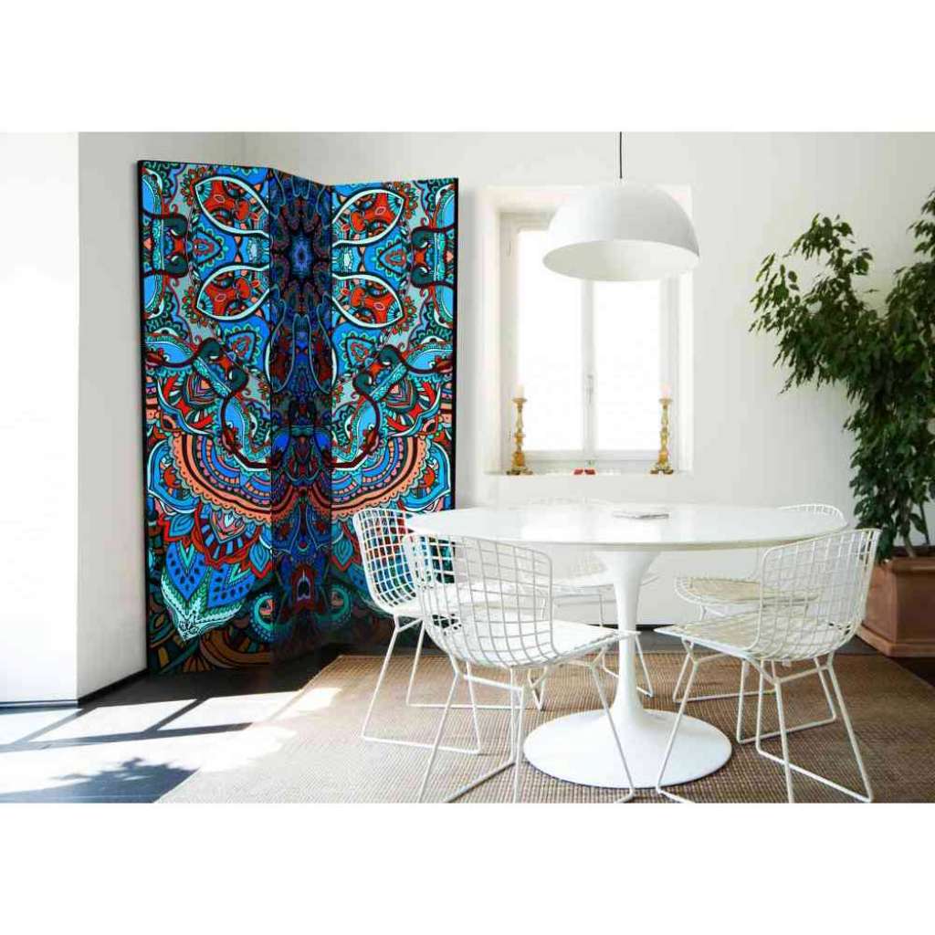 Buntes Paravent im Mandala Look 3-teilig