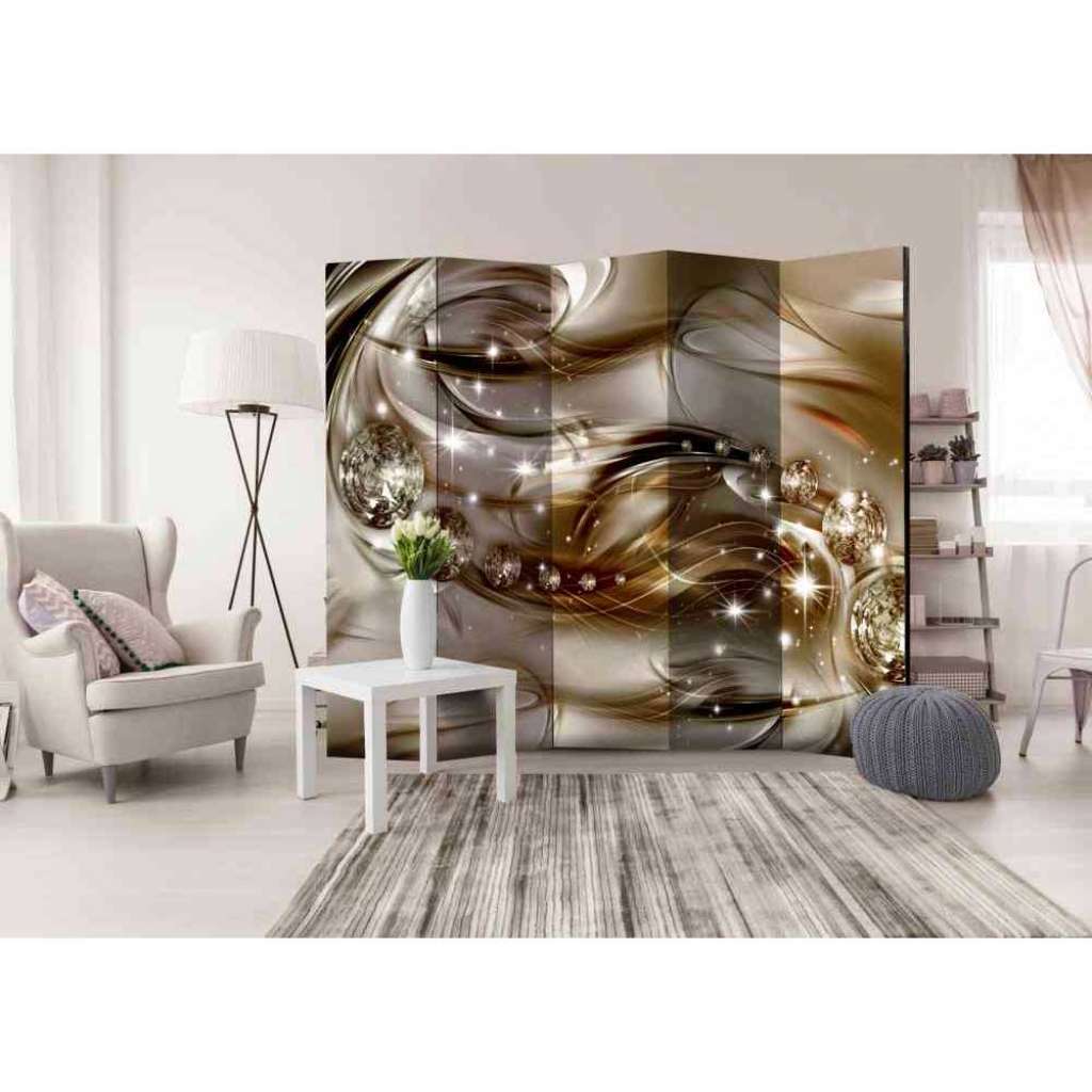 Sichtschutz Paravent mit Diamanten Motiv Beige und Braun