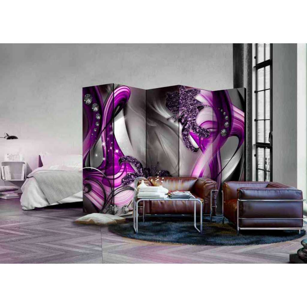 Design Paravent in Violett und Grau Lilien