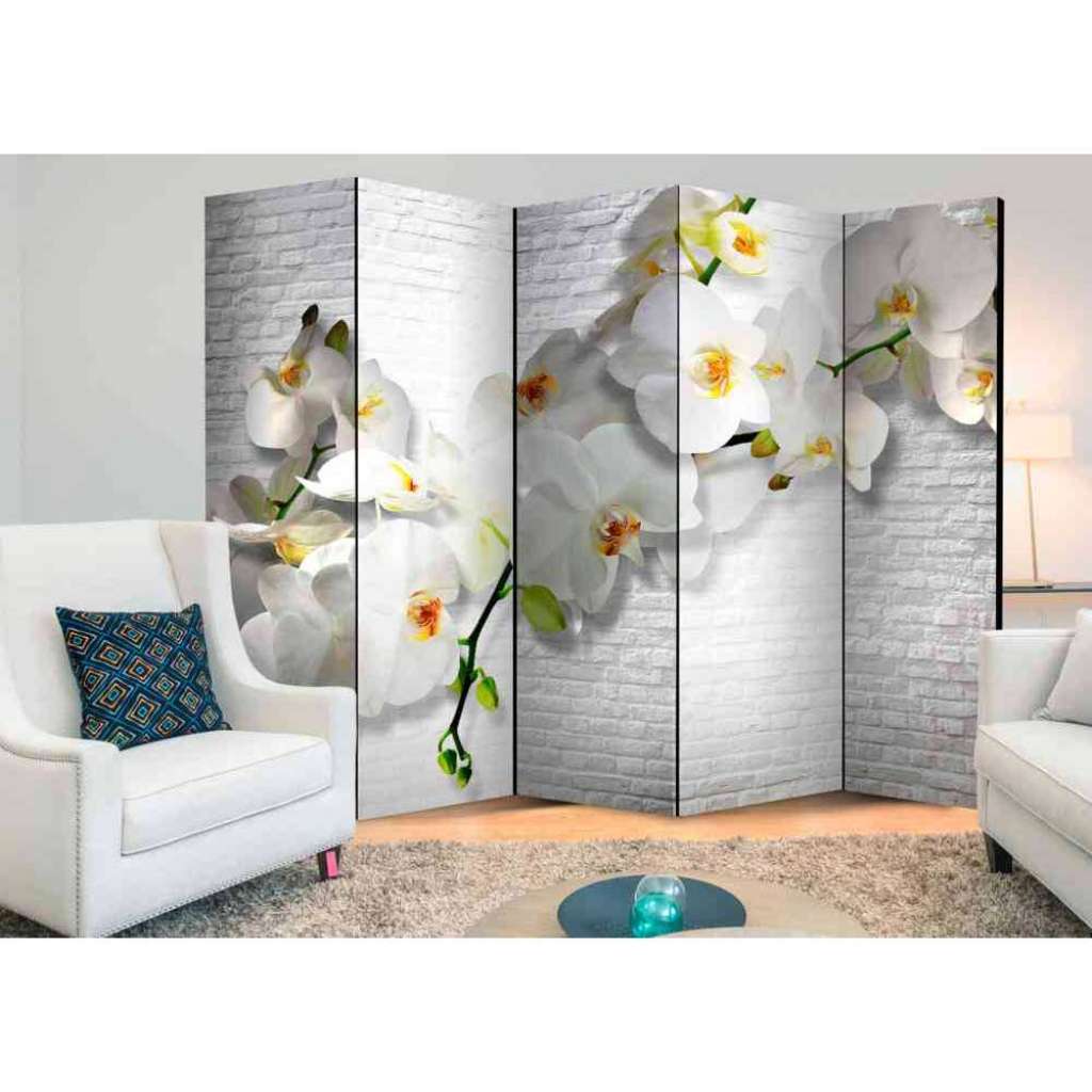 Leinwand Paravent 5-teilig weißen Orchideen Blüten