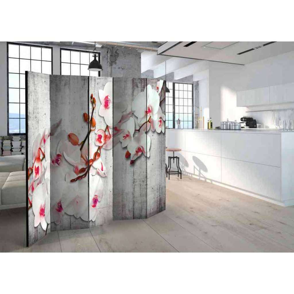 Raumteiler Paravent mit Orchideen Motiv 225 cm breit