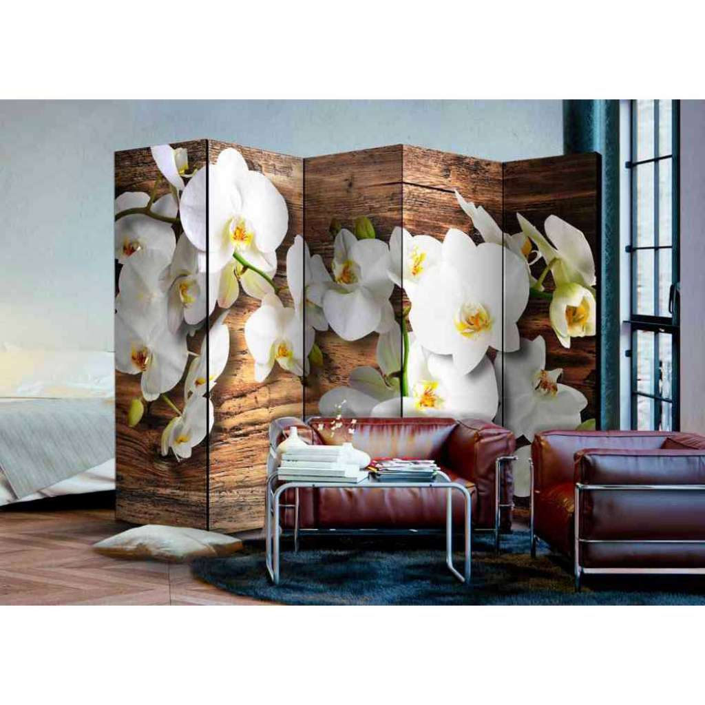 Paravent Trennwand mit Orchideen Motiv modern