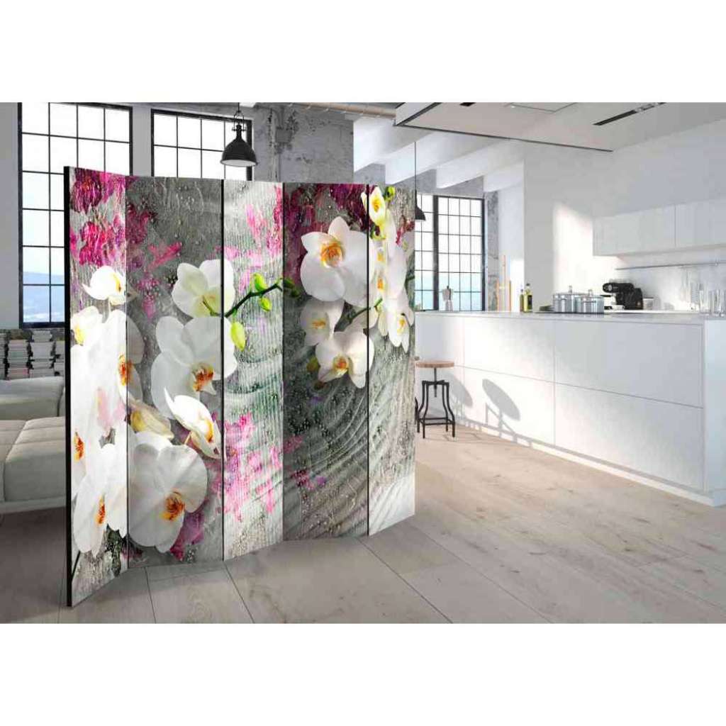 Leinwand Paravent mit Orchideen Blüten 5-teilig