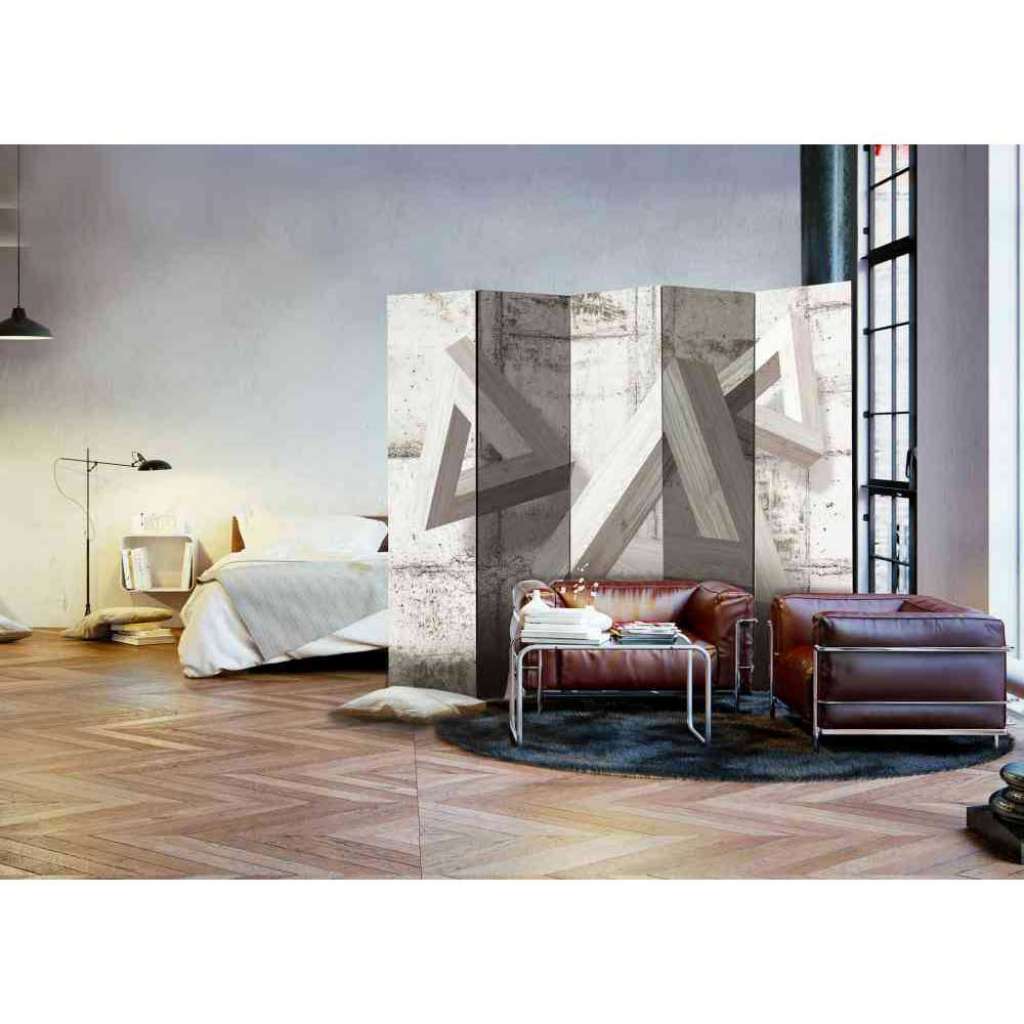 Spanische Wand in Beton Grau geometrischem Motiv