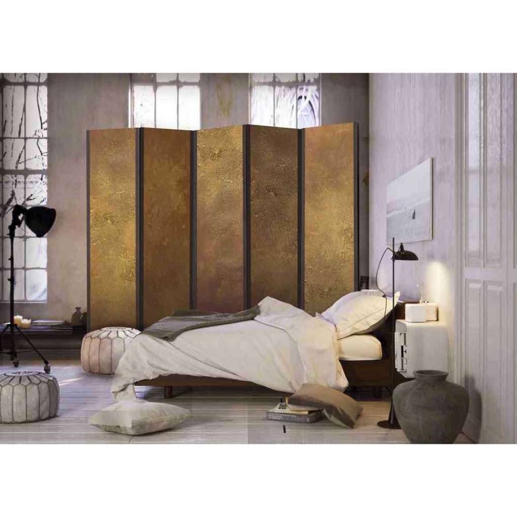 Spanische Wand in Goldfarben 5 teilig