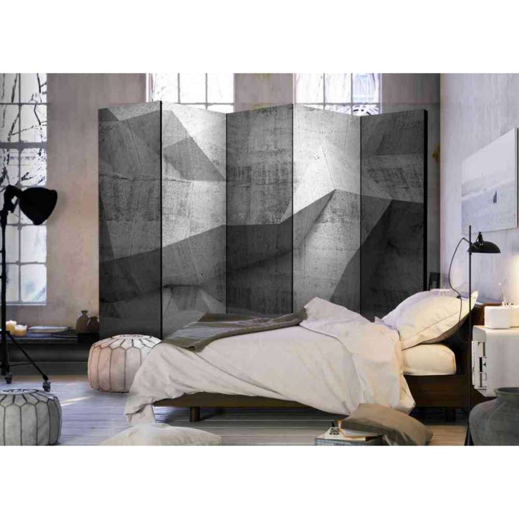 Spanische Wand mit 3D Betonwand Motiv 225 cm breit