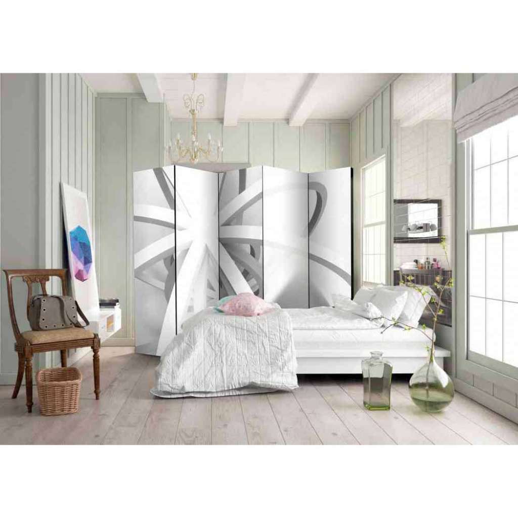 Spanische Wand mit geometrischen Formen Hellgrau und Weiß