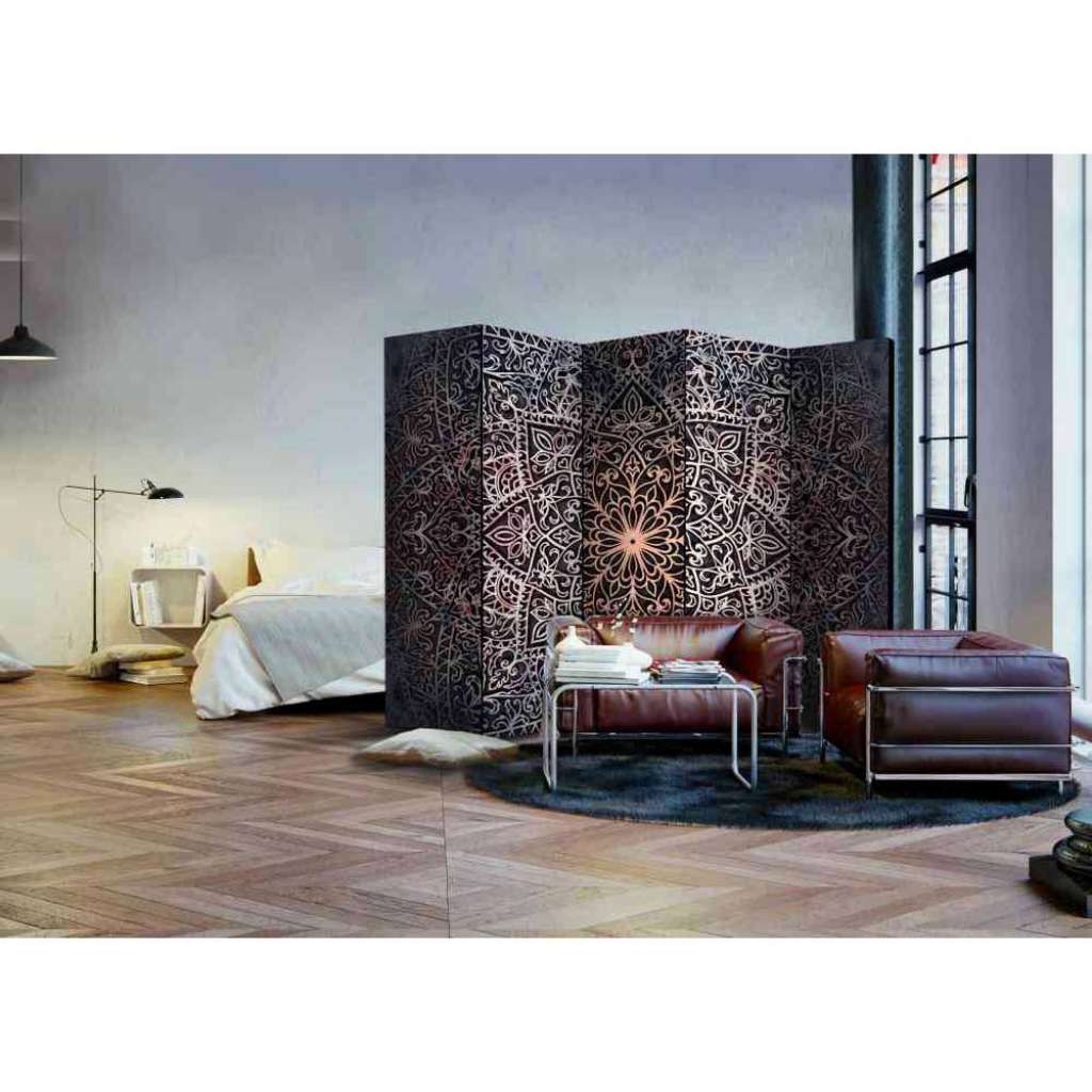 Motiv Paravent mit Mandala Muster Braun und Bunt