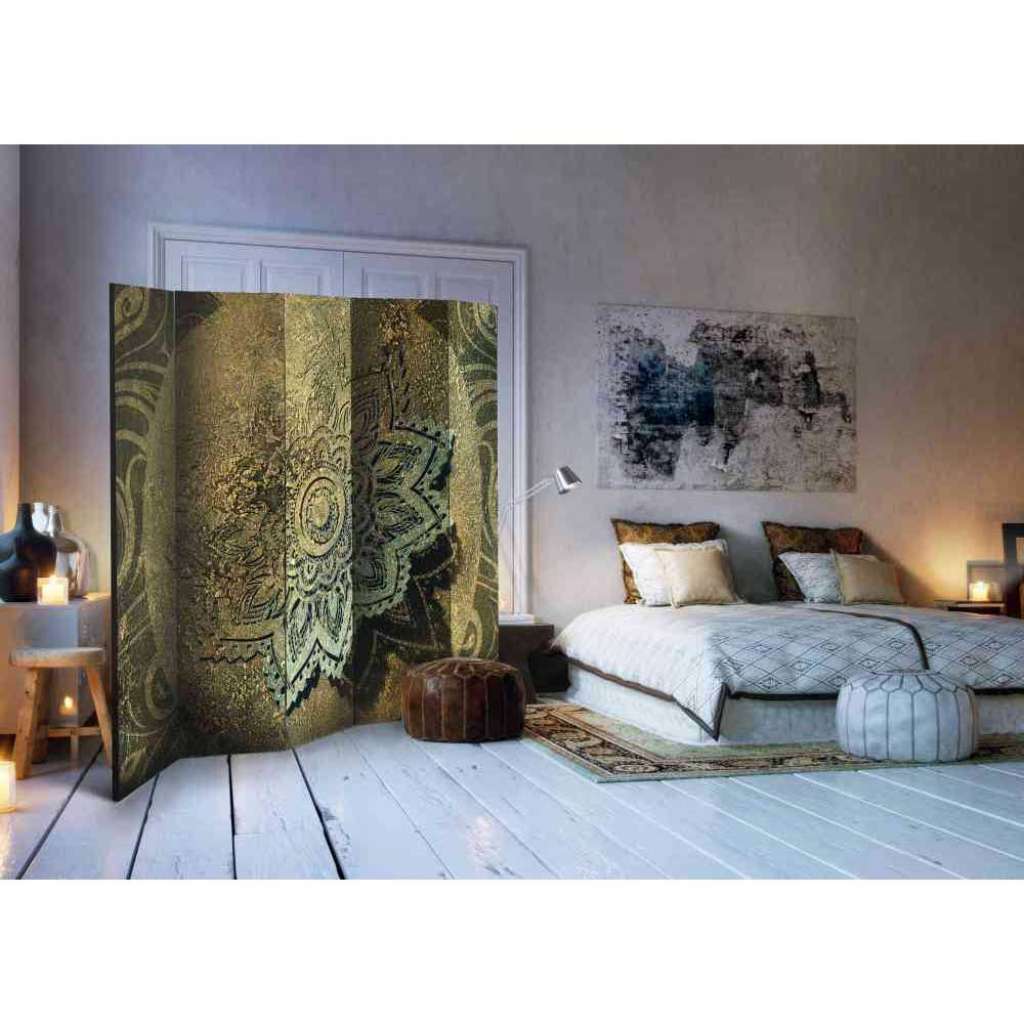 Spanische Wand in Goldfarben Mandala Motiv