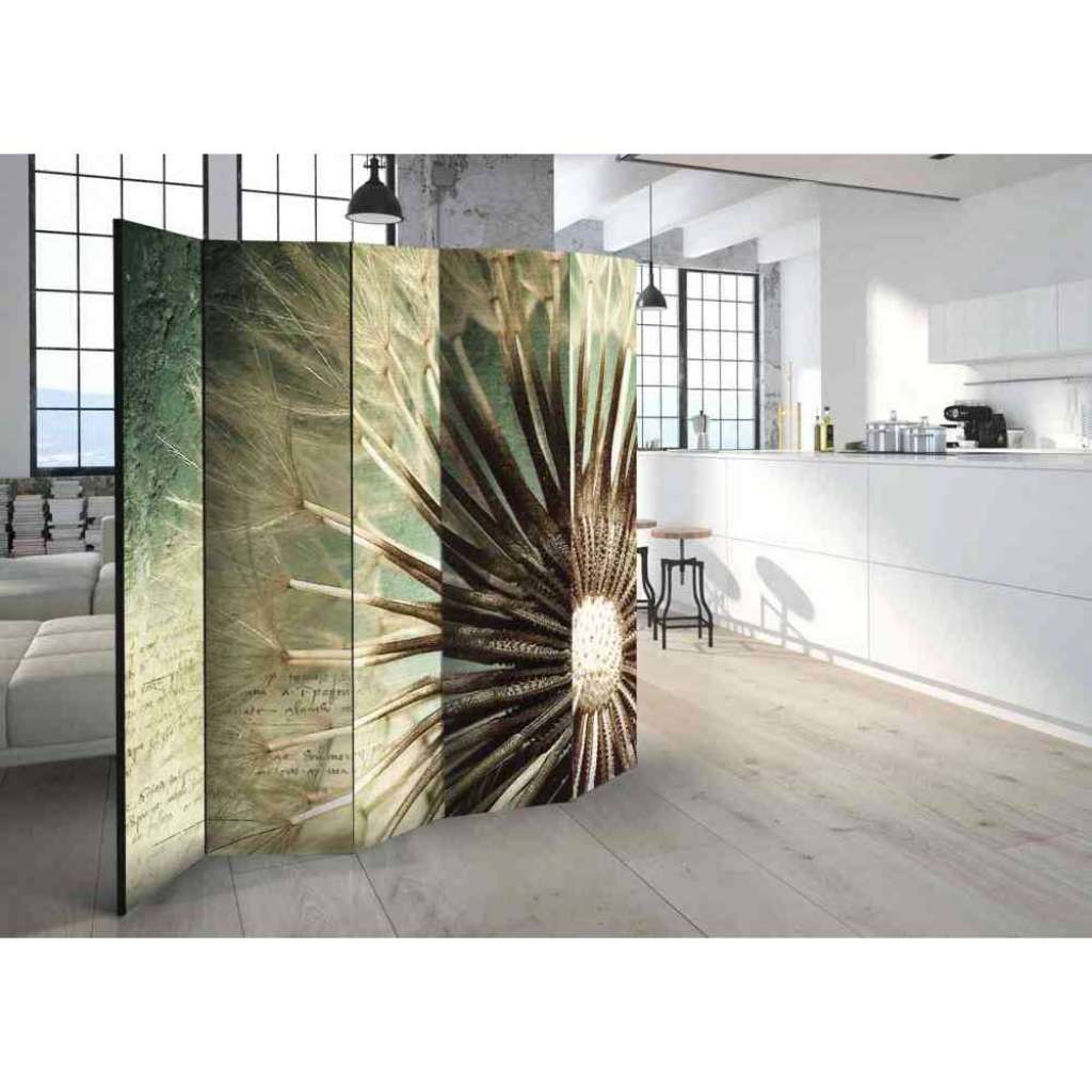 Raumtrennwand mit Pusteblumen Motiv in Nahaufnahme 225 cm breit
