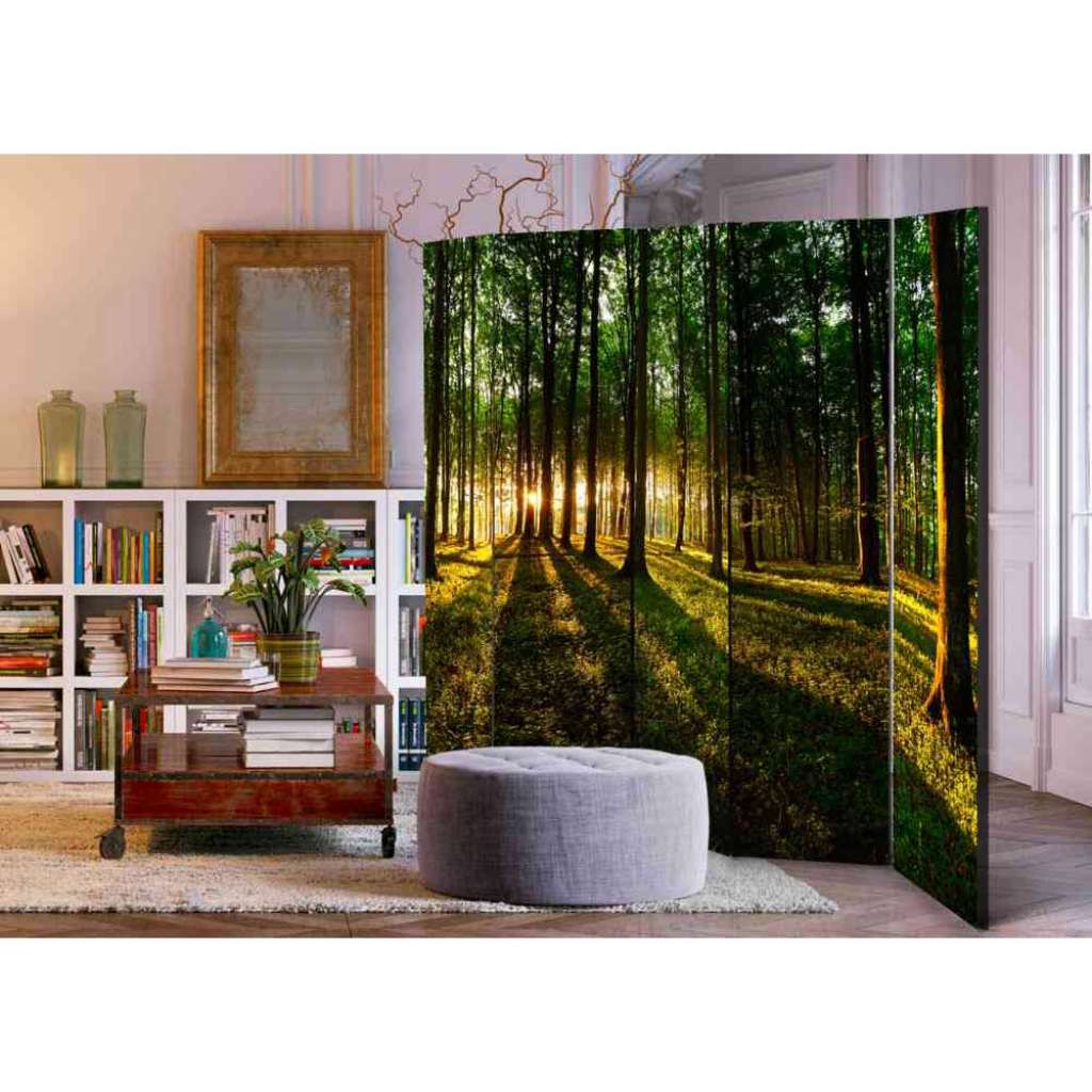 Spanischer Raumteiler mit Wald Motiv bei Sonnenaufgang 225 cm breit