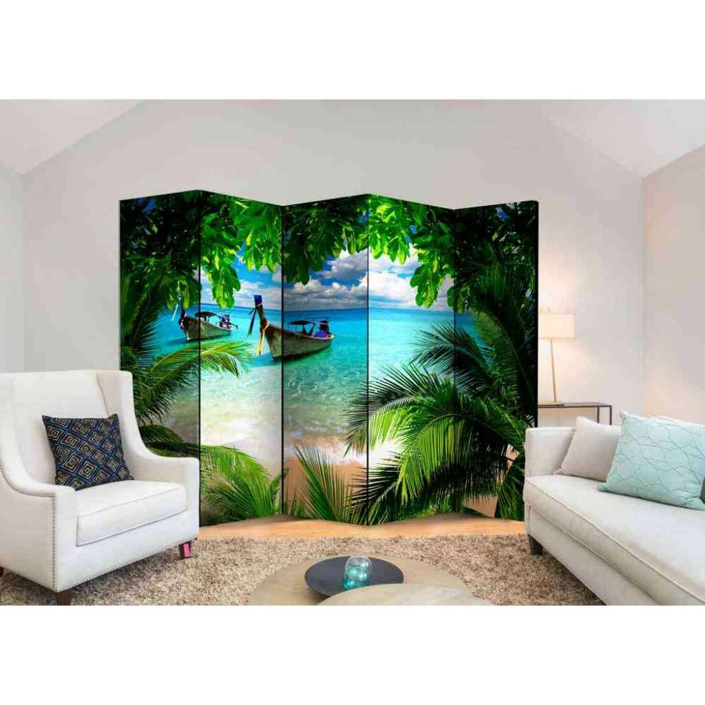 5 Elementen Paravent mit Urlaub Motiv 225 cm breit