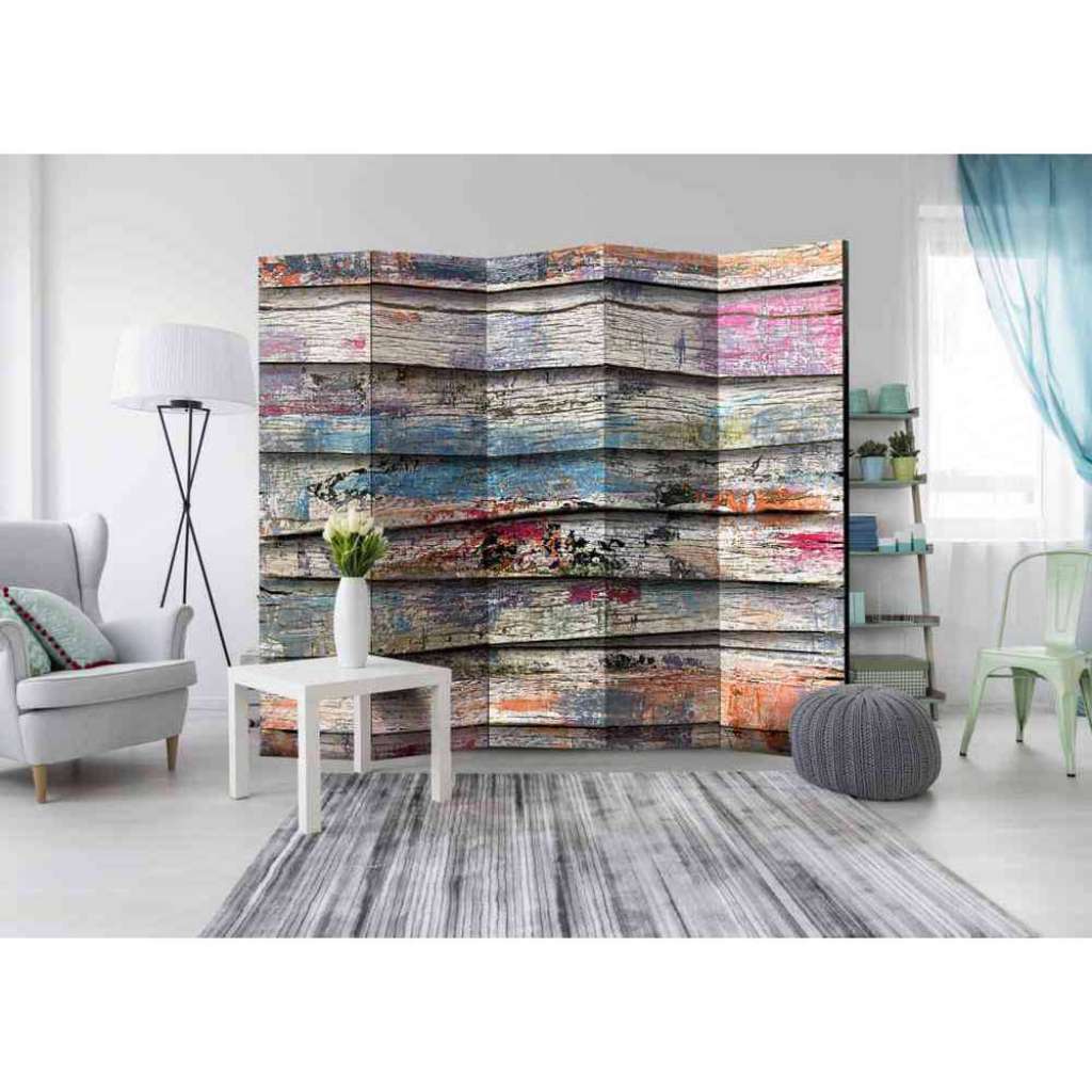 Paravent in Bunt Bretter Design