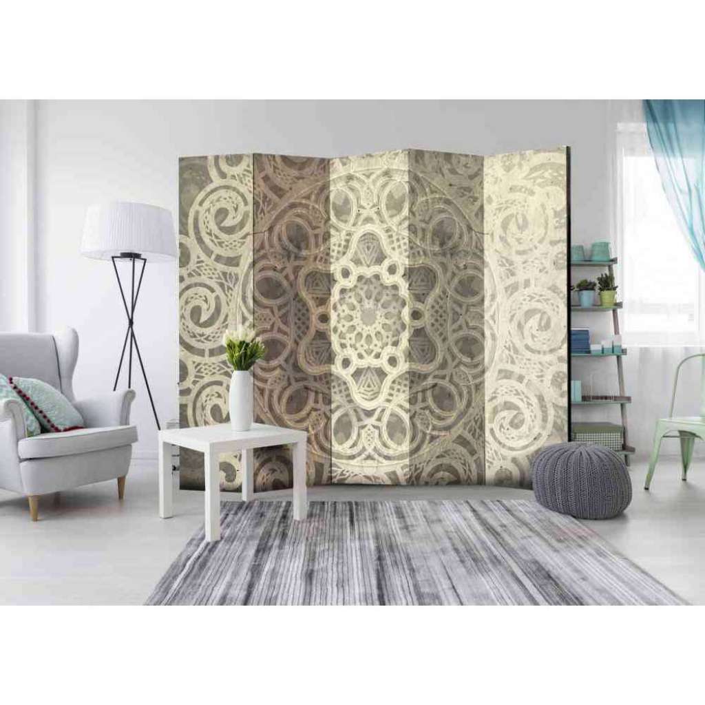 Leinwand Paravent mit Mandala Muster 225 cm breit