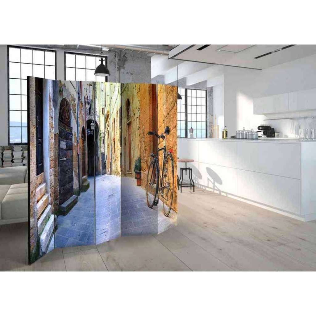 Leinwand Paravent mit italienischem Gassen Motiv 225 cm breit