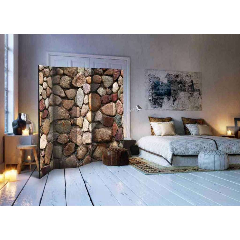 Spanische Wand in Natursteinmauer Optik 5 teilig