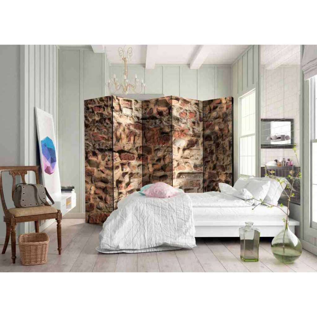 Spanische Trennwand mit Mauer Motiv Ziegel Rot und Braun