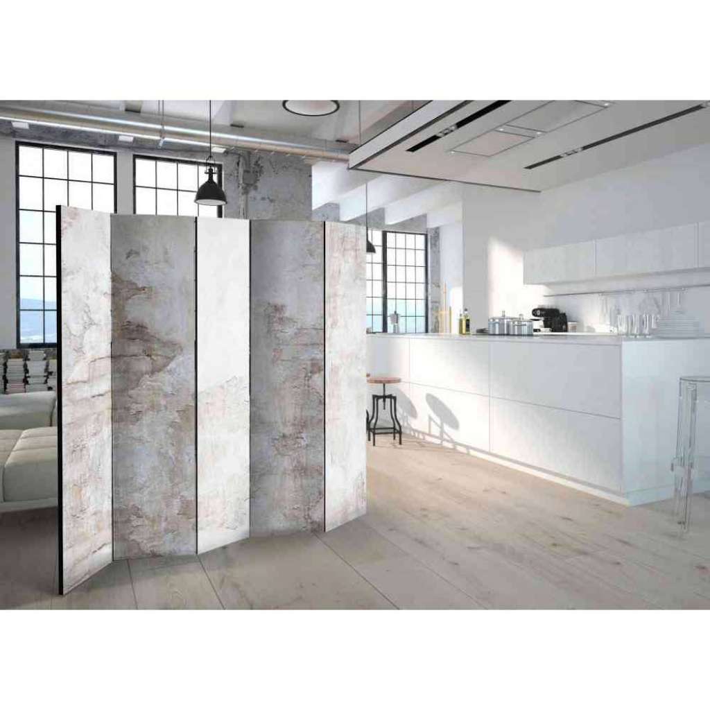Spanische Wand mit Mauer Motiv hell Grau und Beige