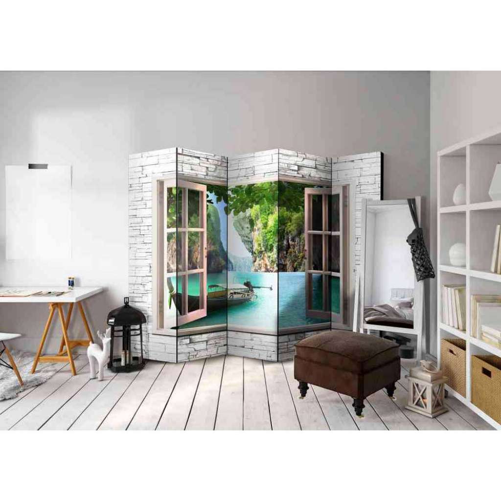 3D Paravent mit Lagunenlandschaft modern