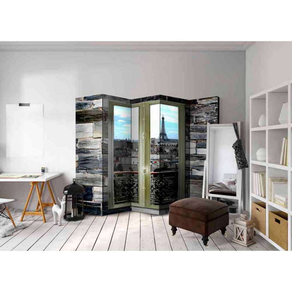 Paravent Raumteiler mit Paris Motiv 225 cm breit