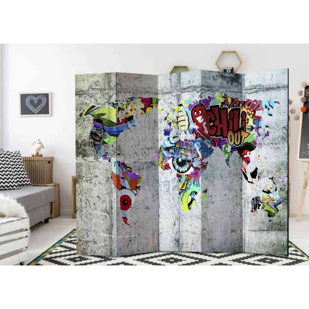 Cooler Raumteiler Paravent Graffiti Motiv modern