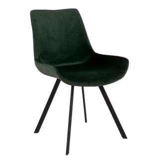 2 Stühle mit Samtbezug in Grün Metallgestell (2er Set)