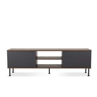 Fernsehboard im Retro Look Anthrazit und Walnuss Dekor
