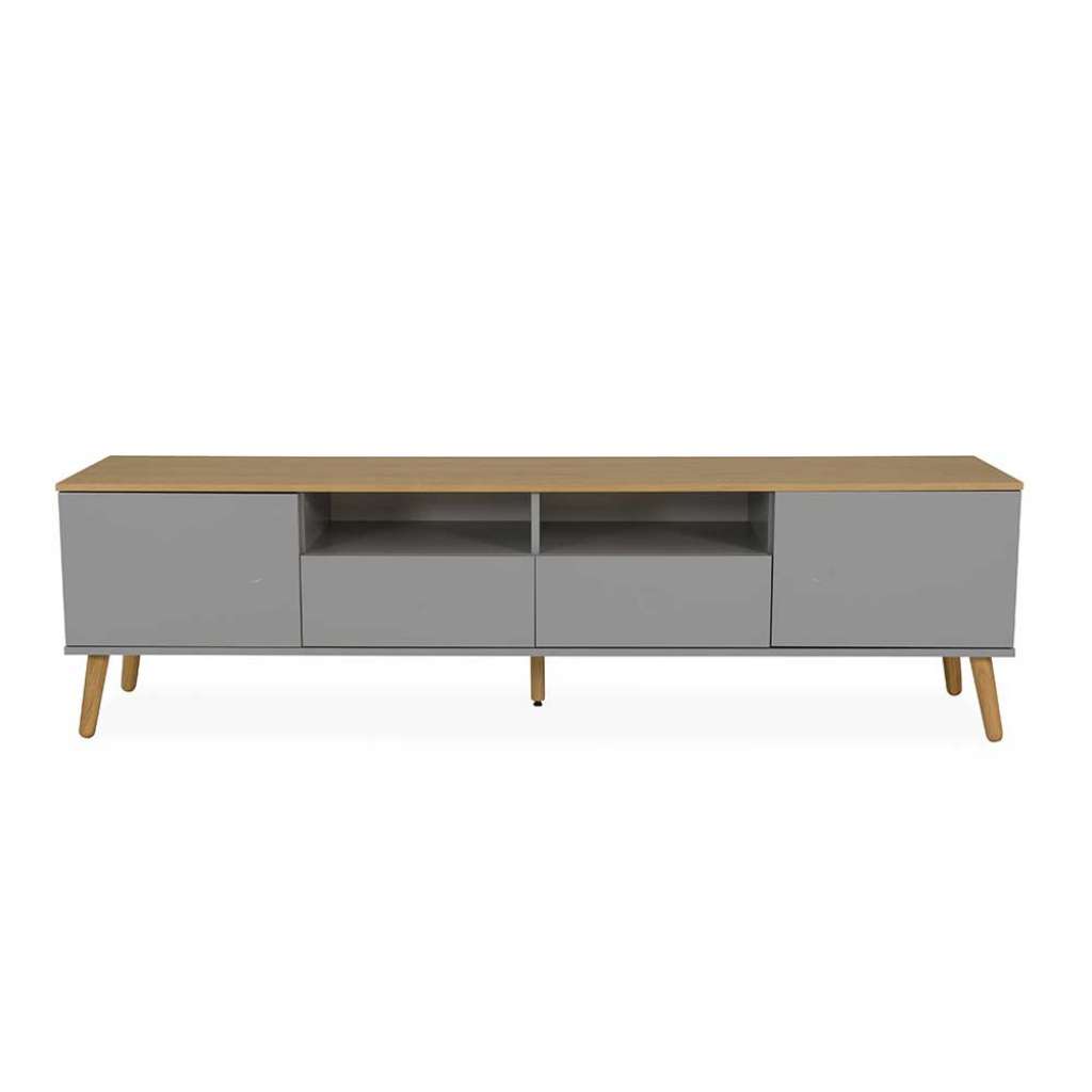 TV Möbel in Grau und Eiche furniert Skandi Design