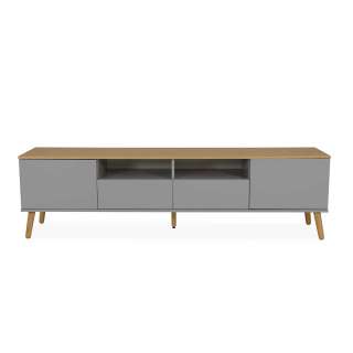TV Möbel in Grau und Eiche furniert Skandi Design