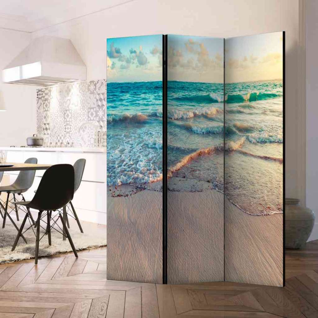 Spanische Wand mit Strand Motiv und Blick zum Horizont 135 cm breit