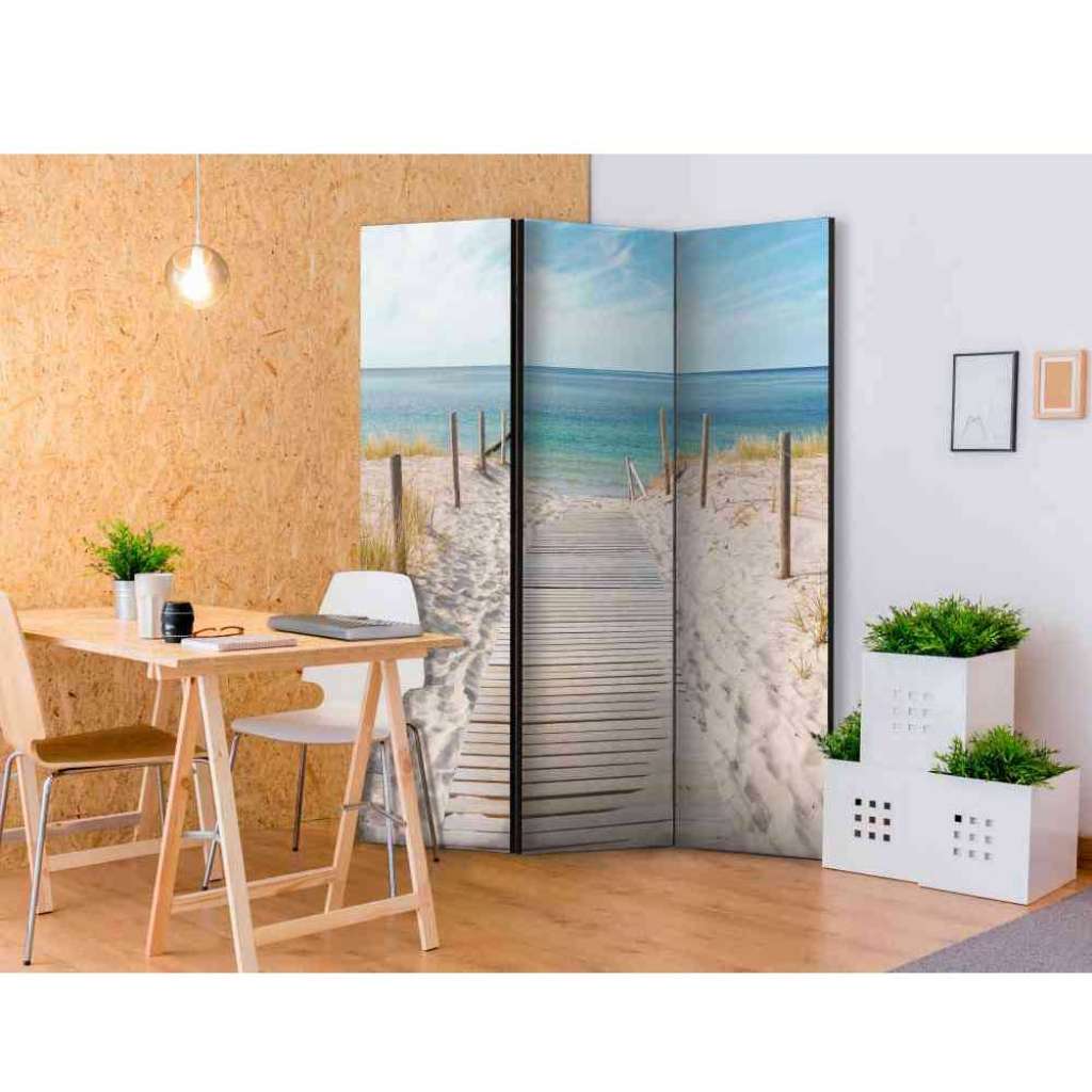 Paravent Sichtschutz mit Nordseestrand Motiv 3 teilig