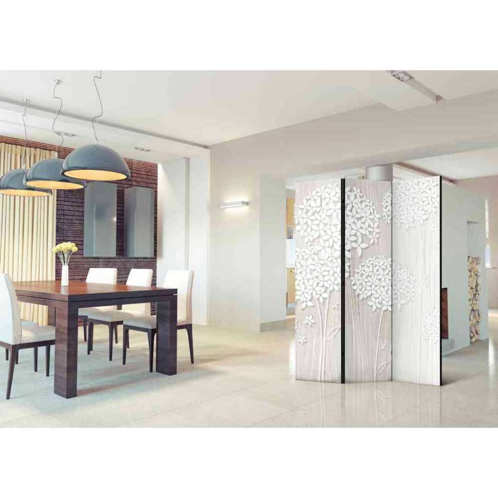 Esszimmer Paravent mit abstraktem Blüten Motiv 135 cm breit