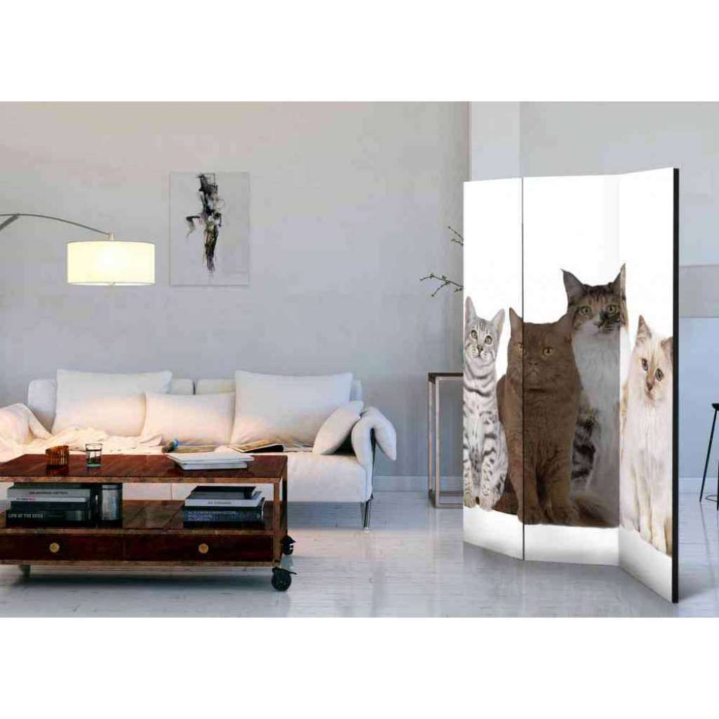 3 teiliger Paravent mit Katzen Motiven modern