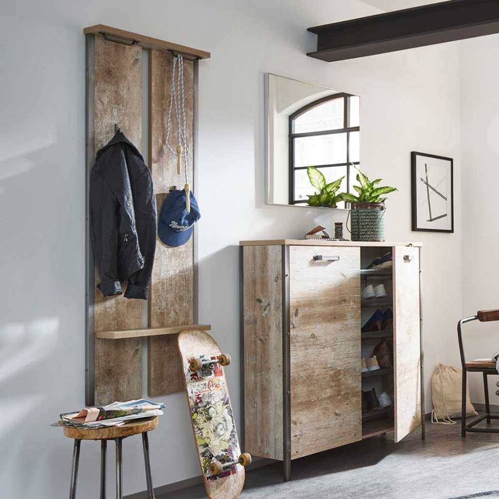 Loft Garderobenset im Dekor Eiche Grau Made in Germany (3-teilig)