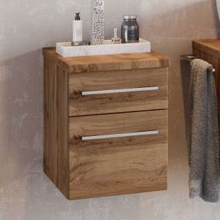 Hängende Bad Kommode im Wildeiche Dekor 30 cm breit