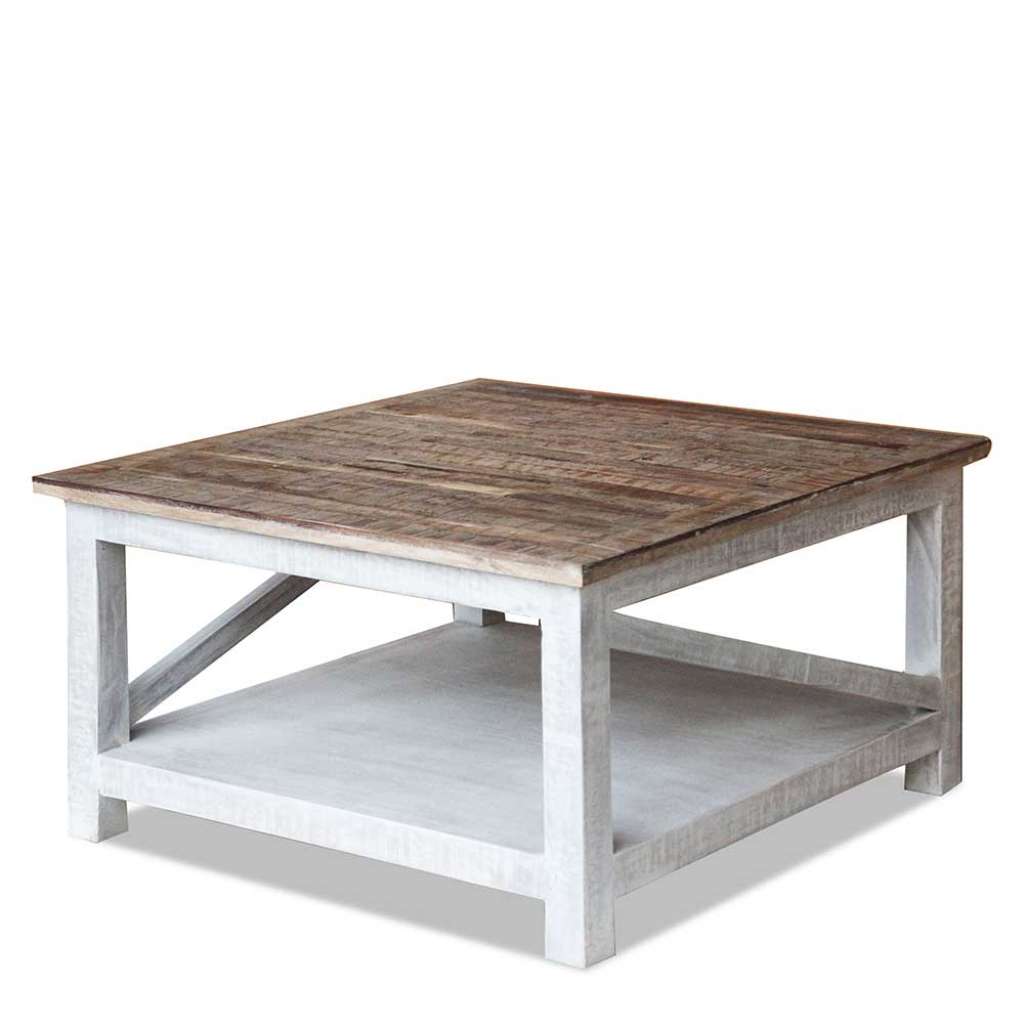 Couch Beistelltisch im Landhausstil Antikweiß und Braun