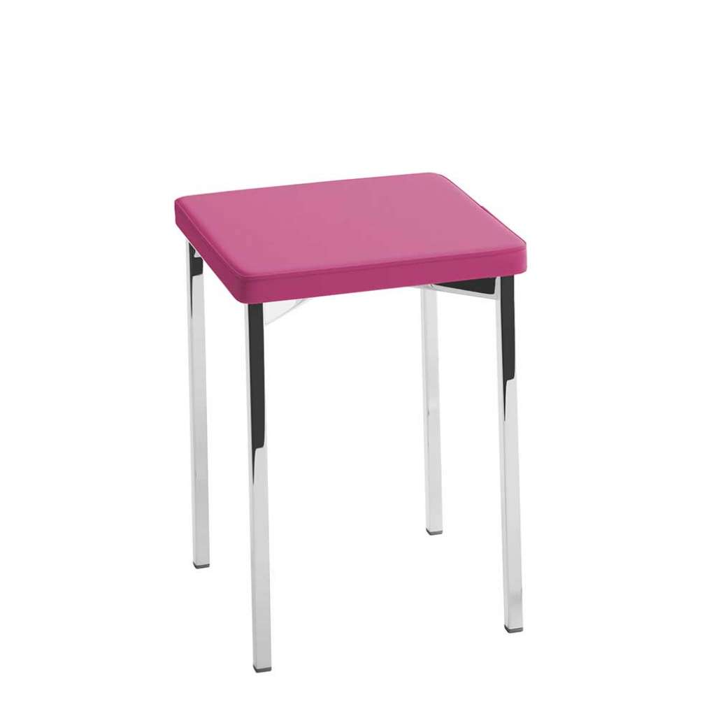 Schlafzimmer Hocker in Pink und Chromfarben 4-Fuß Gestell aus Metall