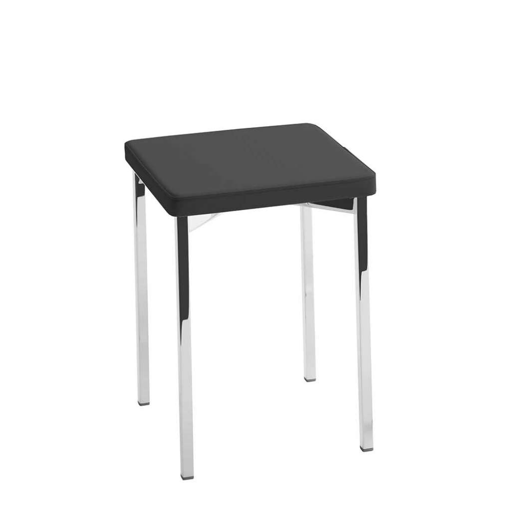 Sitzhocker in Chromfarben und Anthrazit Kunstleder und Metall